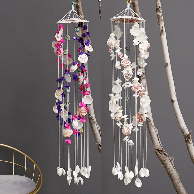 Colorful Shell Exquisite Japanese Style 19-Piece Double Dragon White Color Wind Chime V2623 Decoration Store