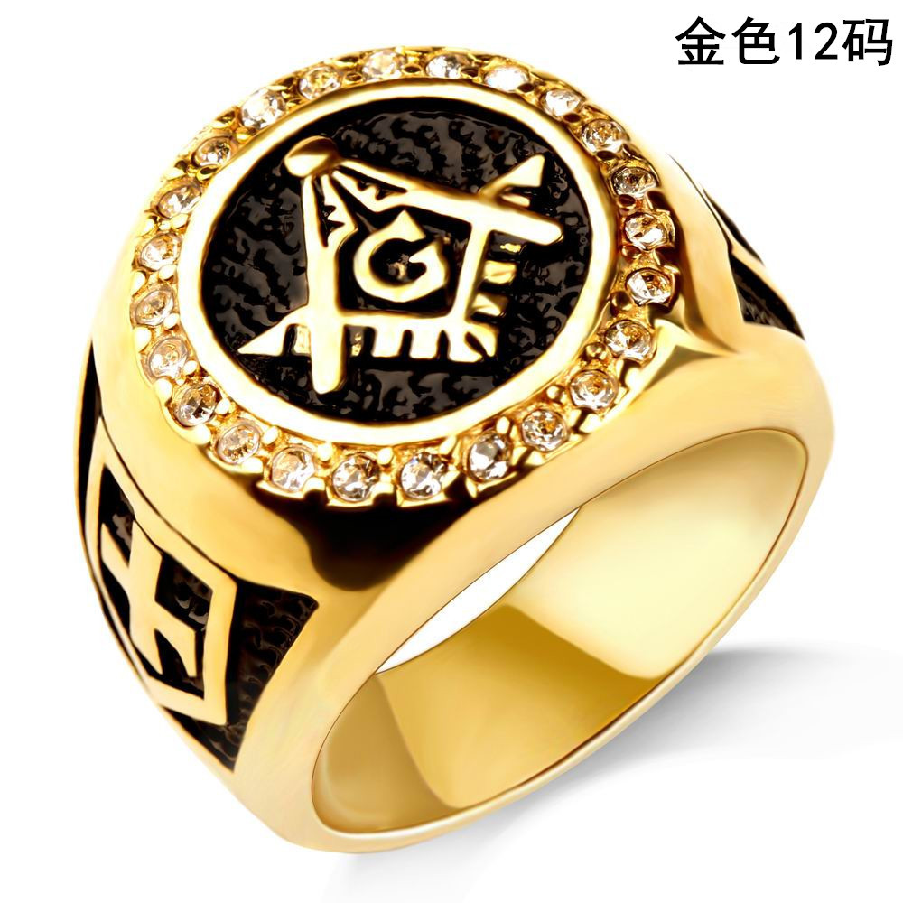Accessory Stainless Steel Cross Ring Gold-Plated Real Diamond Titanium Steel Men's Finger Ring Hand Jewelry