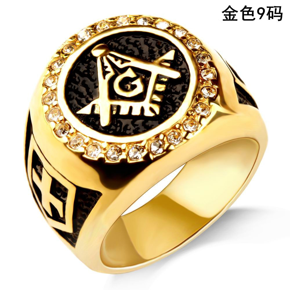 Accessory Stainless Steel Cross Ring Gold-Plated Real Diamond Titanium Steel Men's Finger Ring Hand Jewelry