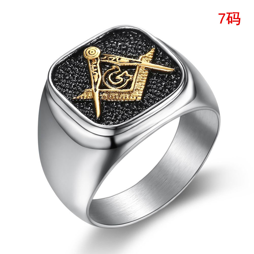 Accessory Men's Jewelry Hand Jewelry Freemason Titanium Steel Ring Men's Stainless Steel Finger Ring
