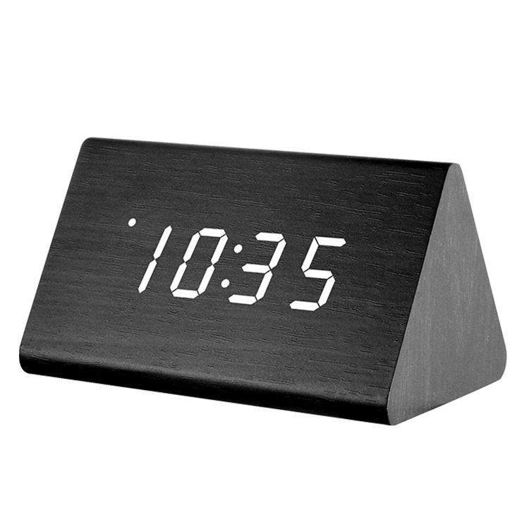 Night Light Silent Multifunctional Wooden Alarm Clock Smart LED Wooden Clock Gift Electronic Clock Quartz Clock