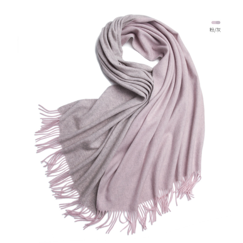 Inner Mongolia wool women's double-sided scarf autumn and winter color-blocked oversized shawl warm neck warmer two-in-one