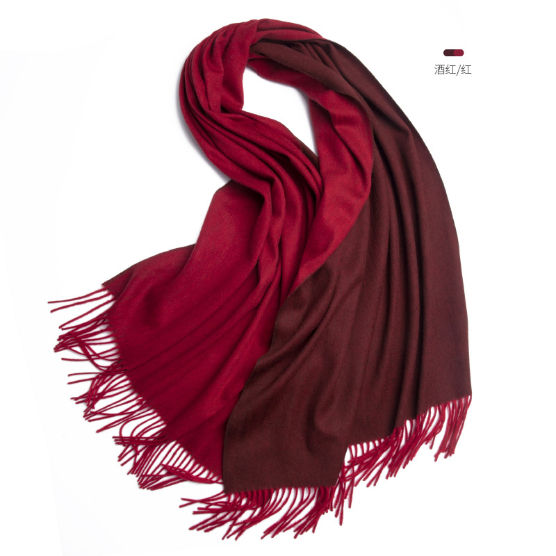 Inner Mongolia wool women's double-sided scarf autumn and winter color-blocked oversized shawl warm neck warmer two-in-one