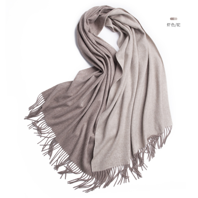 Inner Mongolia wool women's double-sided scarf autumn and winter color-blocked oversized shawl warm neck warmer two-in-one