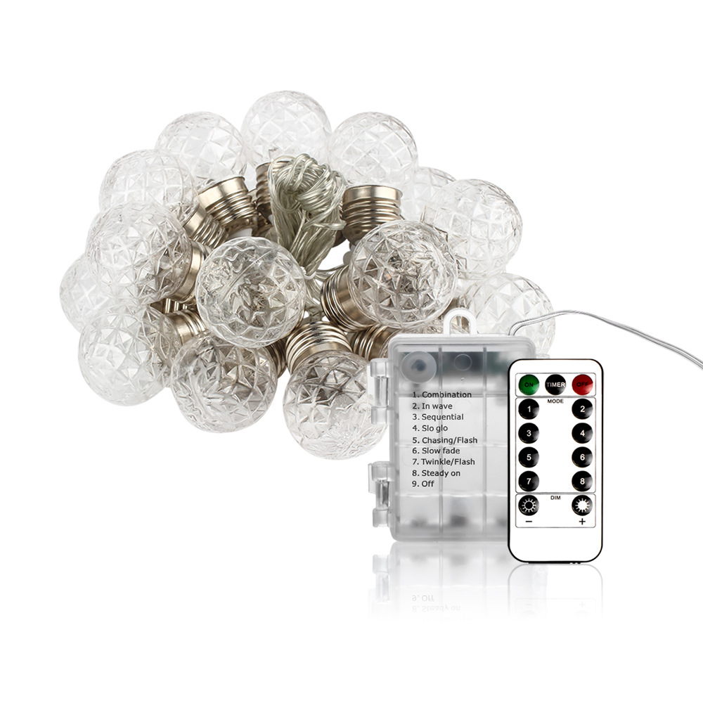 Solar LED string light garden stake lawn light remote control solar pineapple bubble light string