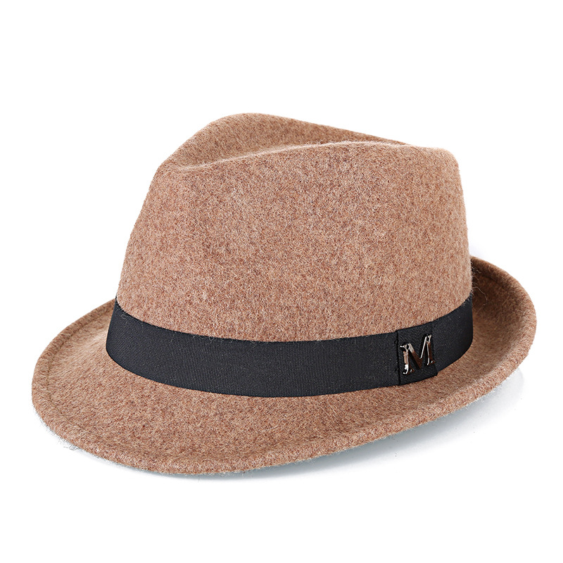 Hat Men's Pure Wool Green Middle-aged and Elderly Small Fedora Autumn/Winter Warm Outdoor British Jazz Hat Direct Wholesale