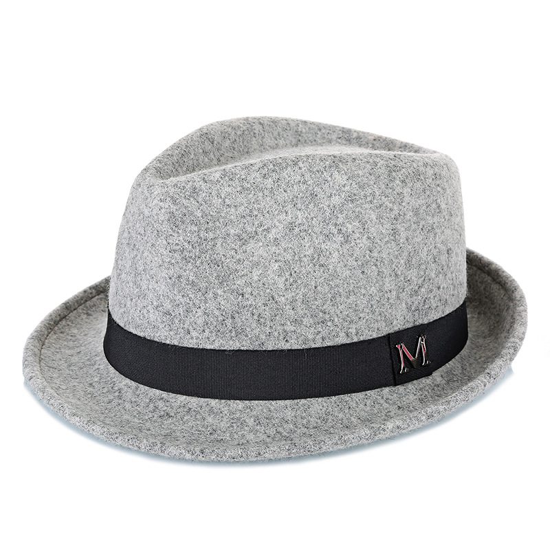 Hat Men's Pure Wool Green Middle-aged and Elderly Small Fedora Autumn/Winter Warm Outdoor British Jazz Hat Direct Wholesale