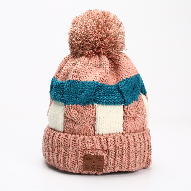 V5.0 Wireless Call Headphone Music Hat Knitted Hat Fleece Warm Bluetooth Hat