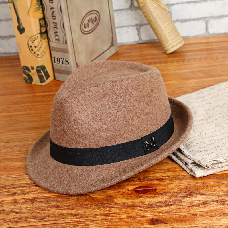 Hat Men's Pure Wool Green Middle-aged and Elderly Small Fedora Autumn/Winter Warm Outdoor British Jazz Hat Direct Wholesale