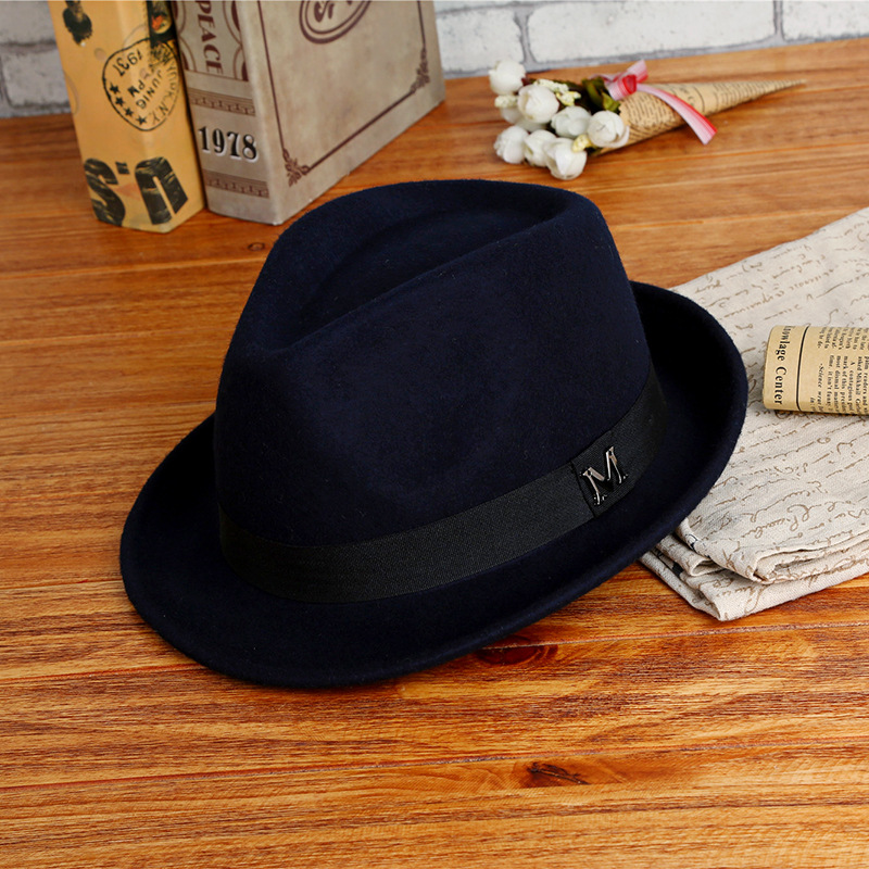 Hat Men's Pure Wool Green Middle-aged and Elderly Small Fedora Autumn/Winter Warm Outdoor British Jazz Hat Direct Wholesale