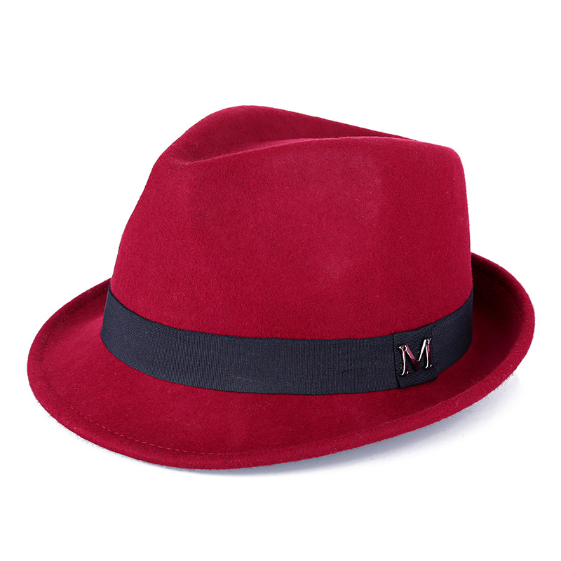 Hat Men's Pure Wool Green Middle-aged and Elderly Small Fedora Autumn/Winter Warm Outdoor British Jazz Hat Direct Wholesale