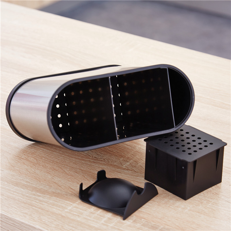Square Chopstick Holder Household Round Stainless Steel Multifunctional Kitchen Countertop Drain Cutlery Storage