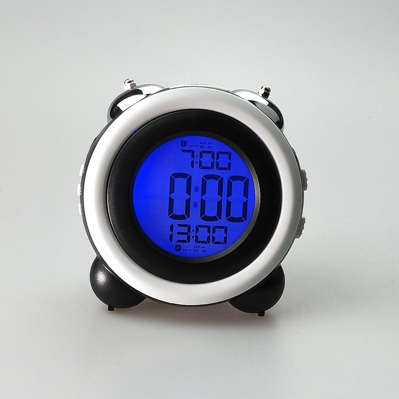 High Volume Simple Stereo LED Alarm Clock Silent Night Light Electronic Clock Double Bell Two Groups Alarm Clock 0705