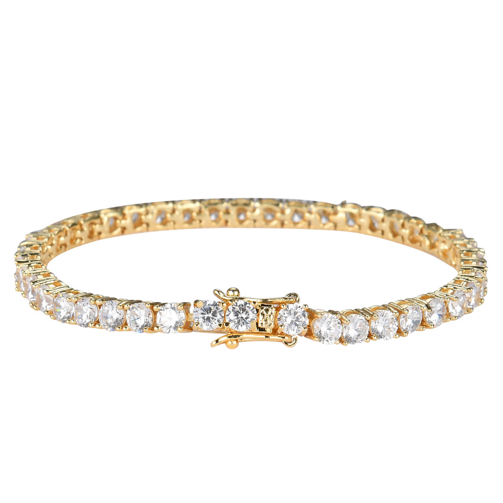 Copper Tennis Chain 3mm 4mm 5mm copper micro-set zircon single row bracelet hip-hop bracelet