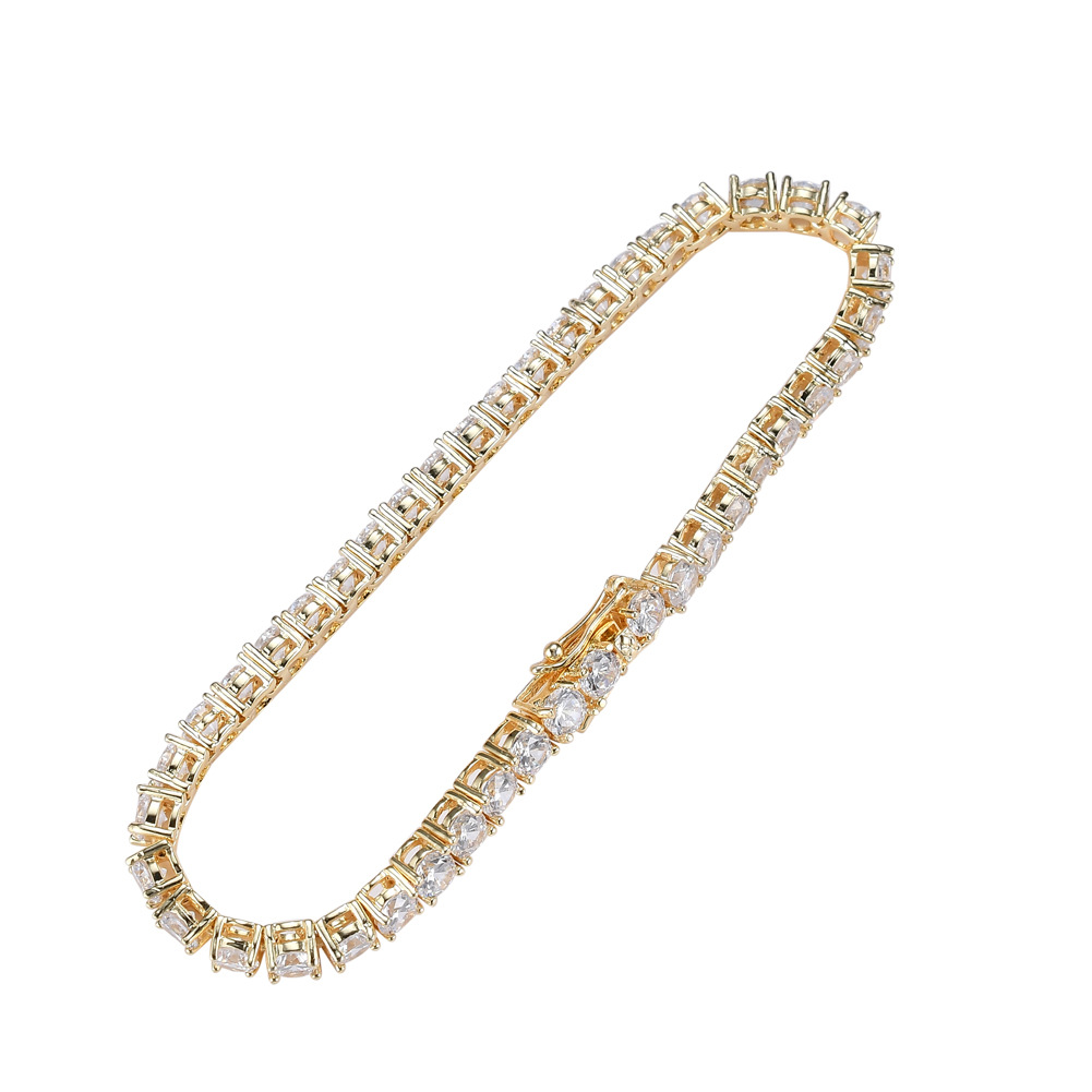 Copper Tennis Chain 3mm 4mm 5mm copper micro-set zircon single row bracelet hip-hop bracelet