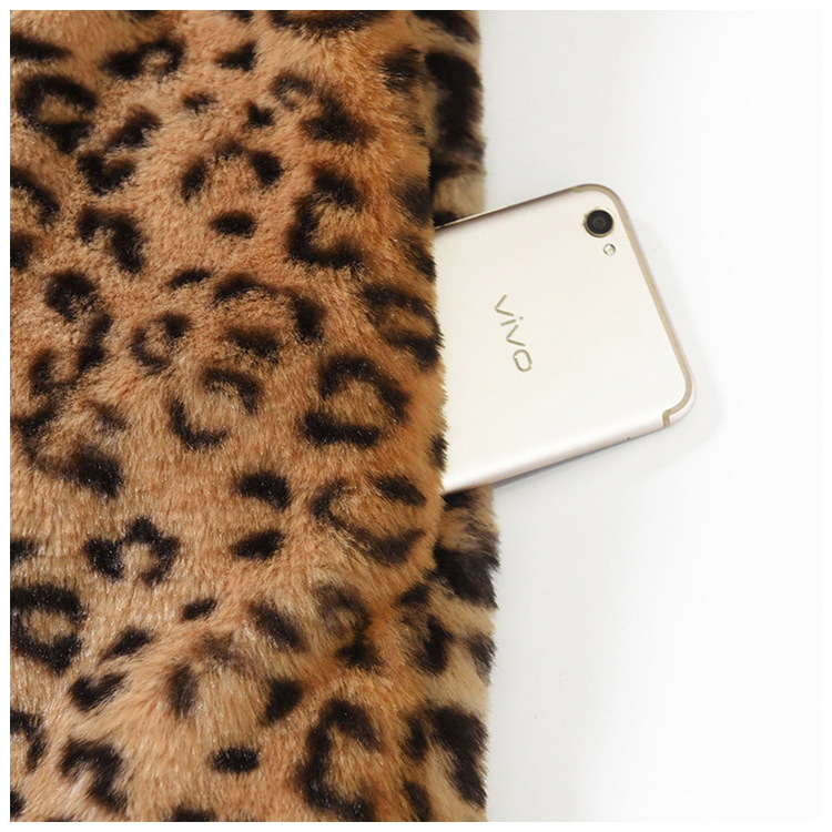 Faux fur real shot sales winter new faux fur women's medium-long leopard print faux fur coat