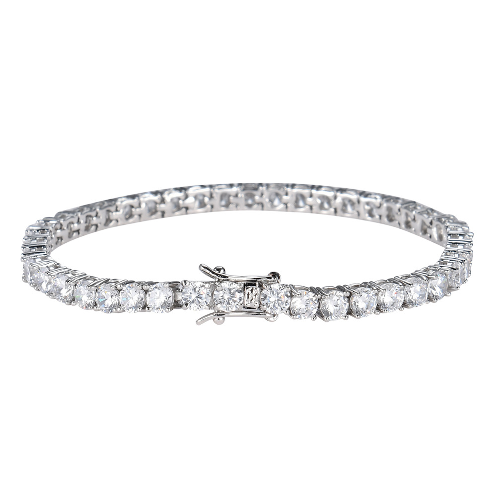 Copper Tennis Chain 3mm 4mm 5mm copper micro-set zircon single row bracelet hip-hop bracelet