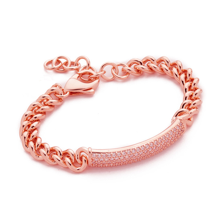 Beginner Jewelry Minimalist Alloy Rhinestone Tag Bracelet