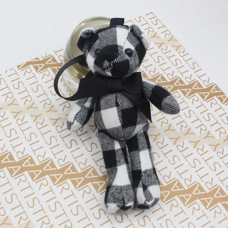 Fabric Bow Tie Teddy Bear Plush DIY Long Leg Bear Keychain Bag Charm Promotional Gift