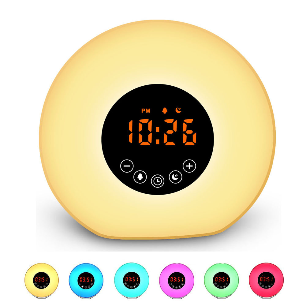 Gift can simulate sunrise and sunset wake-up light, smart alarm clock light that can be used as a night light, can be screen printed
