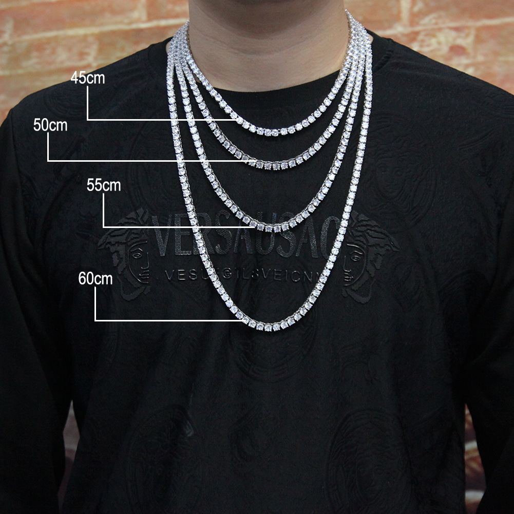 Zircon Tennis Chain Necklace Men Hip Hop Accessories Tennis Chain