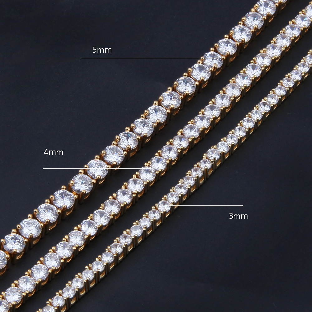 Zircon Tennis Chain Necklace Men Hip Hop Accessories Tennis Chain