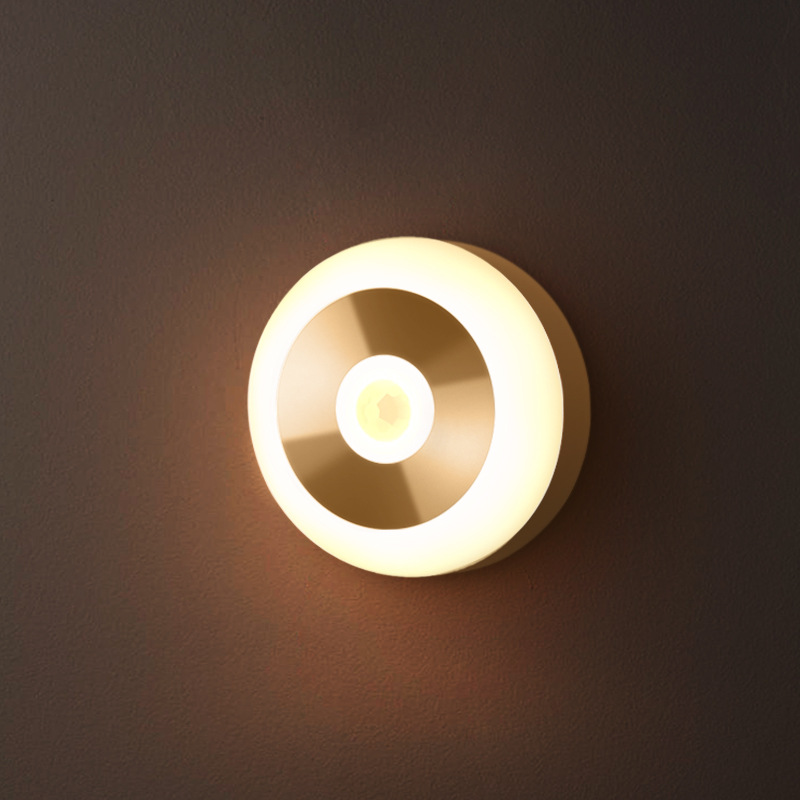 LED wall-mounted human body induction lamp 3M adhesive magnetic light control USB rechargeable corridor cabinet hallway entryway night light