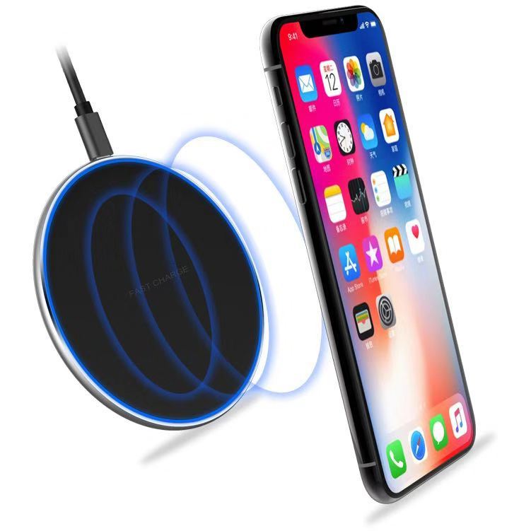 New wireless charger metal round 10W/7.5W fast charging 8/X phone flash charging