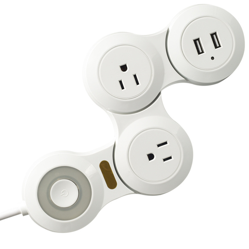 US standard 3-4 position USB charging power strip with rotating extension cord 15A US-style convertible socket