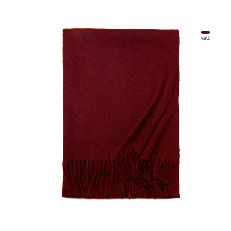 Inner Mongolia new new color solid color wool scarf women's autumn and winter warm cold-proof shawl two-in-one