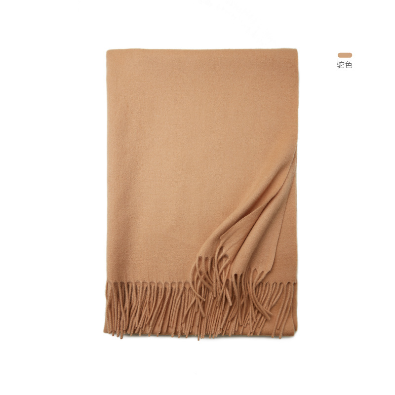 Inner Mongolia new new color solid color wool scarf women's autumn and winter warm cold-proof shawl two-in-one