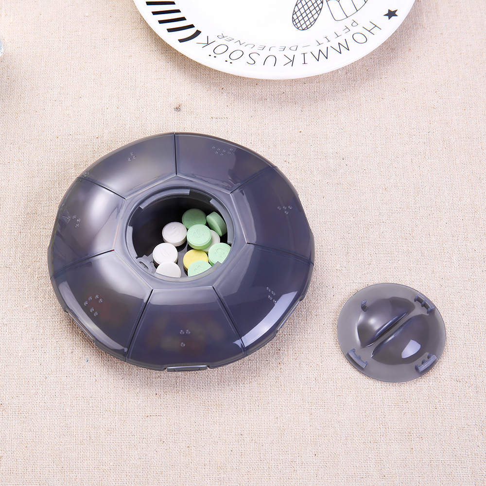 Travel storage pill box, cosmetic storage, round eight-grid organizer box, transparent plastic medicine box, storage, portable