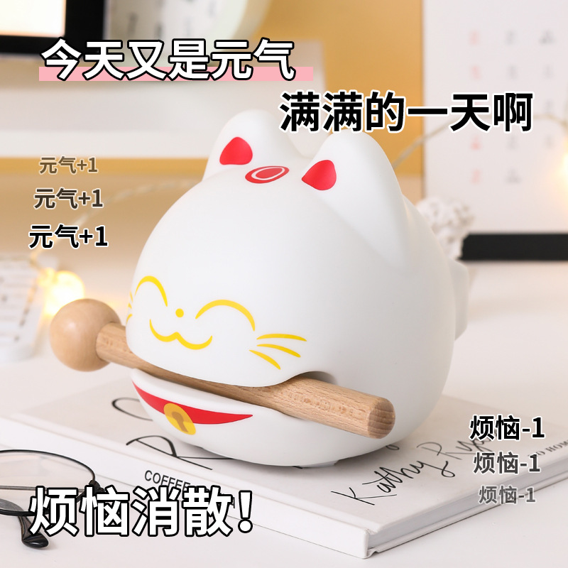 Tap wooden fish lamp Bluetooth speaker stress relief Qixi Festival birthday gift subwoofer cartoon home ornament Y580