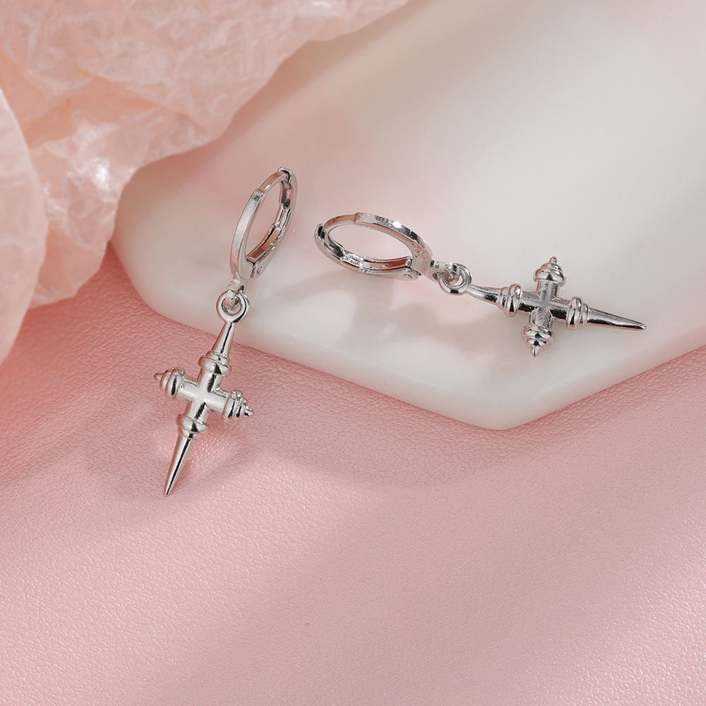Long Cross Ear Cuff Live Streaming Unisex Earring Hoop Unique Earring Punk Style