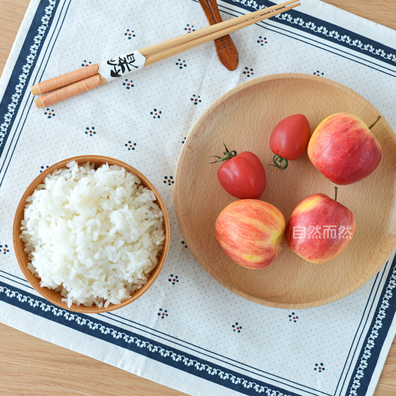 Rubber wood solid wood tray, Japanese-style tableware salad bowl, engraved LOGO fruit plate, bread plate, snack plate