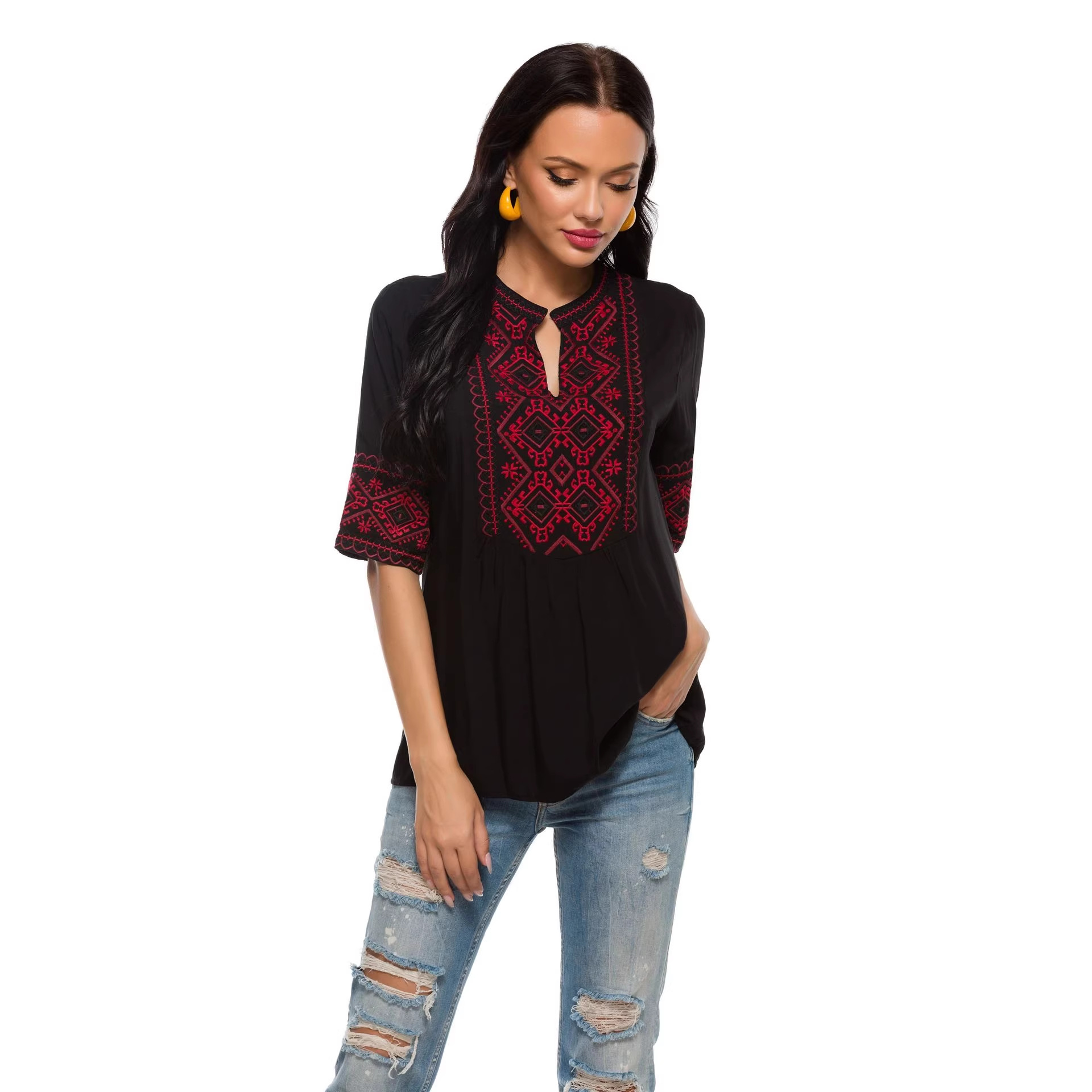 Summer women's embroidered shirt women's one