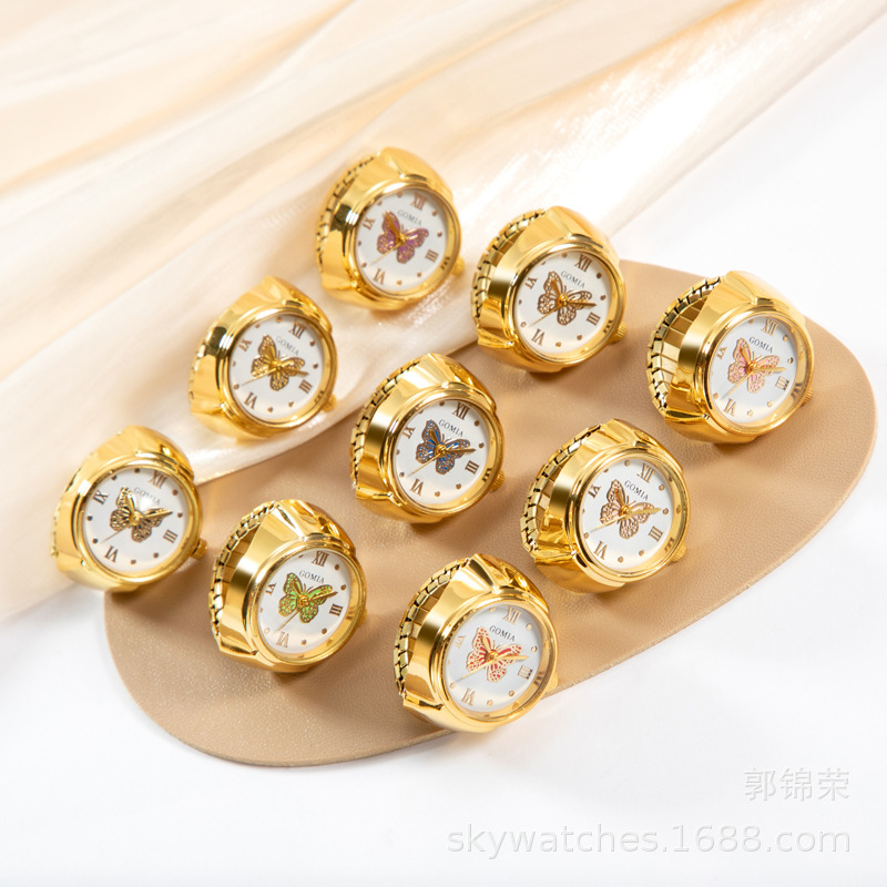 Domestic Movement Men's and Women's Finger Watch Casual Couple Ring Watch 3D Butterfly Direct Wholesale