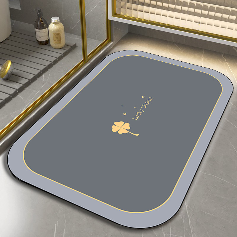 Rectangular floor mat for bathroom, soft diatom mud, non-slip foot mat at shower room entrance, toilet carpet