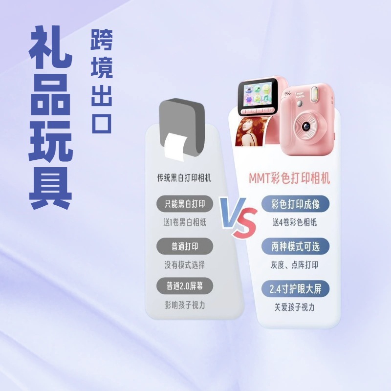 New color instant print camera can print color photos 2.4 inch HD large screen color camera