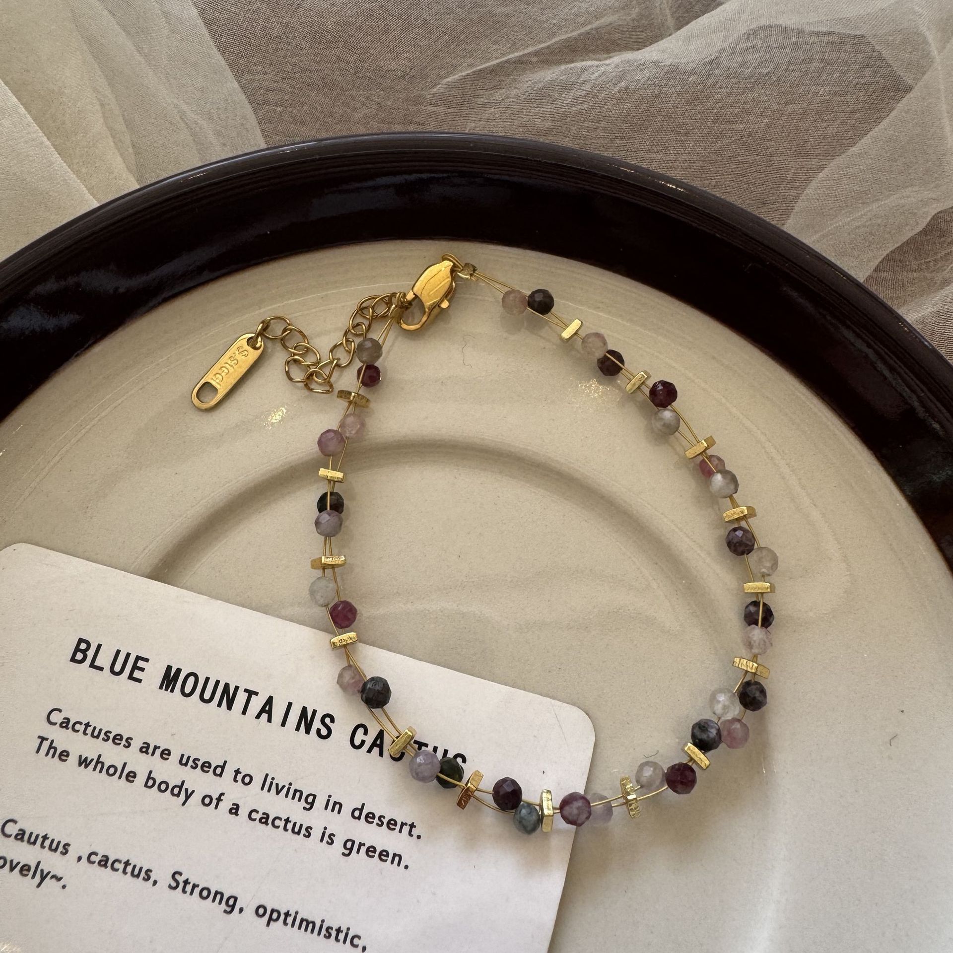 Yuanyou natural tourmaline colorful bead necklace women's spring summer dopamine collarbone chain simple