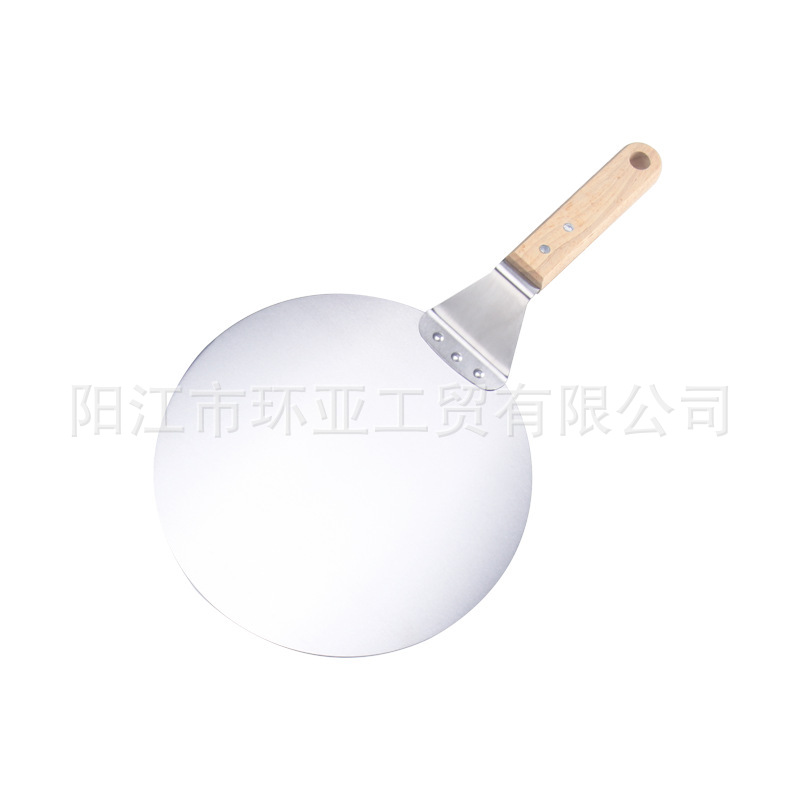 Wooden Handle Spatula 3-Piece Set Pizza Household Spatula Cake Stainless Steel Knife Tool Transfer Triangle Spatula Pastry Wheel