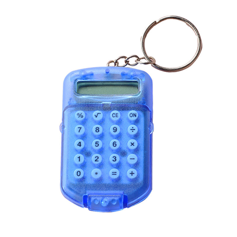 Transparent Mini Calculator Pocket Flip Calculator Student Portable Keychain Pendant Calculator