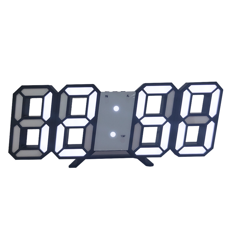 3D digital clock, living room LED stereo wall clock, smart temperature clock, 8-character wall clock, electronic alarm clock