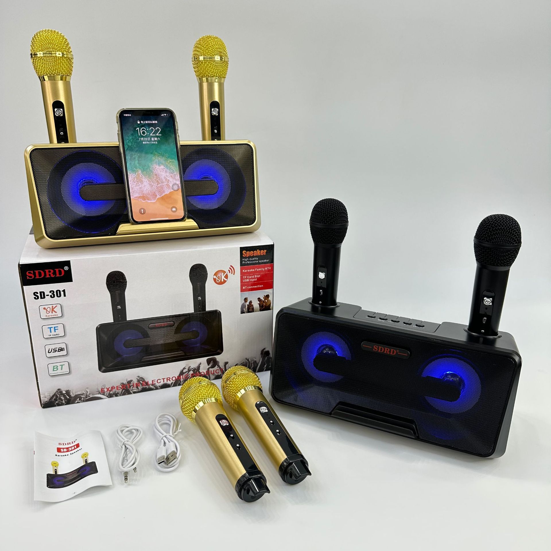 Wireless Microphone Home KTV Outdoor Portable Microphone Mobile Bluetooth Speaker Karaoke Machine Speaker SD301