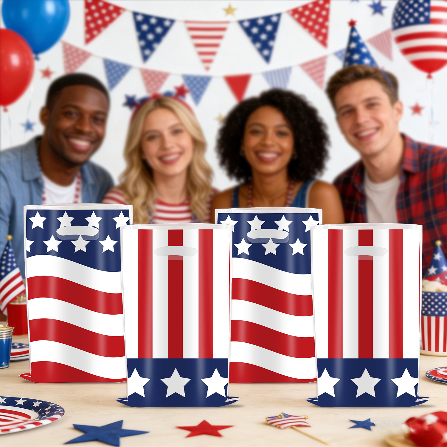 American Independence Day Themed Gift Bag 250th Anniversary Party Tote Bag 250th Anniversary Packaging Bag Decoration Supplies