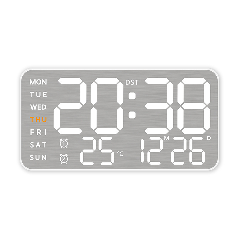 Metal Brushed Feel Wall Clock New Multifunctional Electronic Clock LED Electronic Alarm Clock Simple Alarm Clock