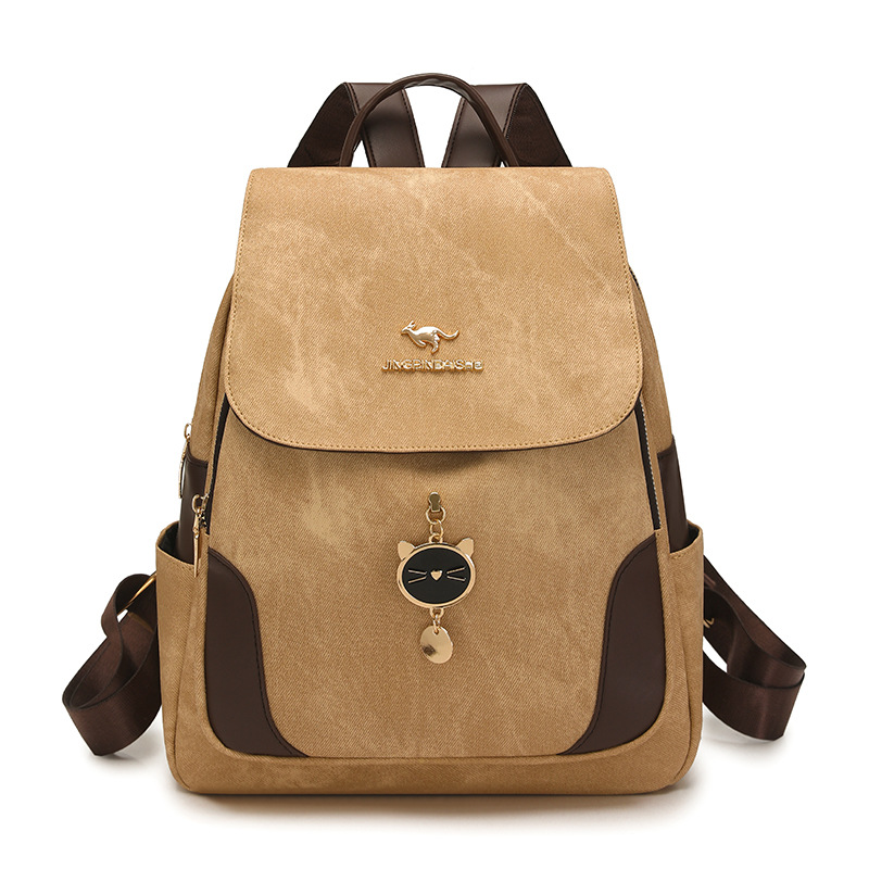 Double-shoulder bag 2026 new women's backpack soft leather large capacity travel casual bag