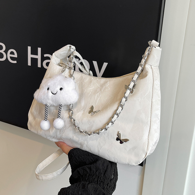 Small bag women 2026 autumn new butterfly decoration crossbody bag single shoulder underarm handbag small square bag