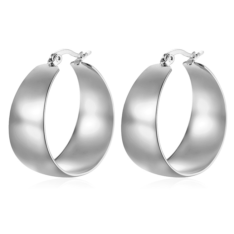 Widened curved surface stainless steel earrings, titanium steel earrings, 18K gold style for women earrings