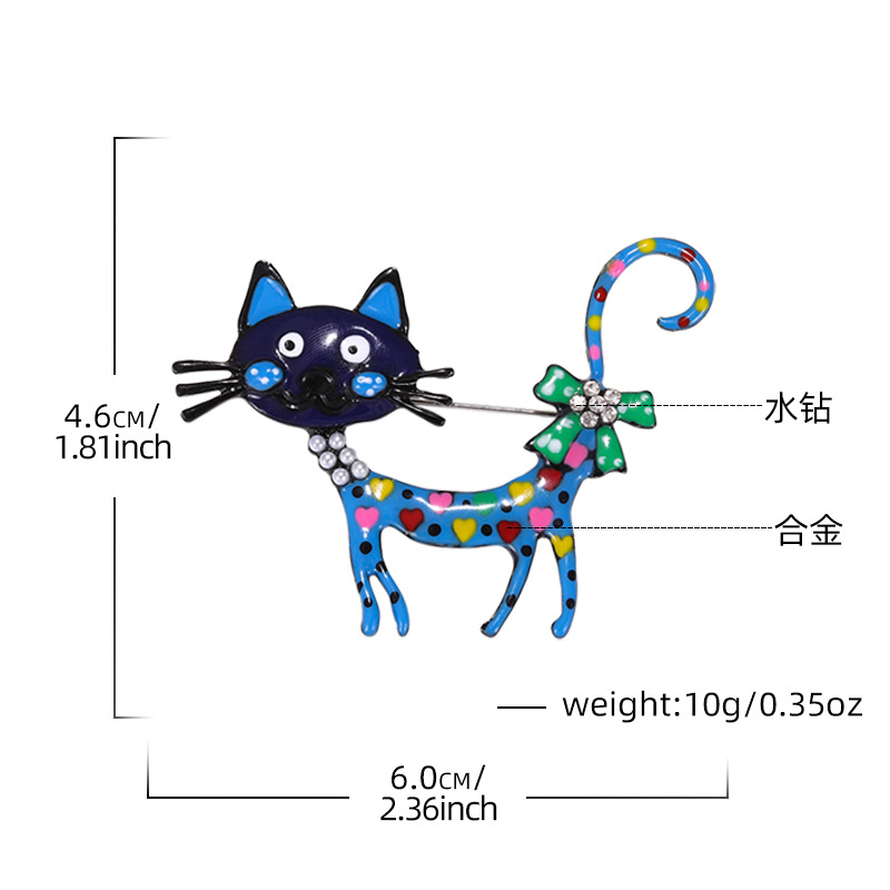 Cartoon Oil Drip Cat Brooch Colorful Enamel Animal Corsage Women's Coat Suit Pin Cute Decoration